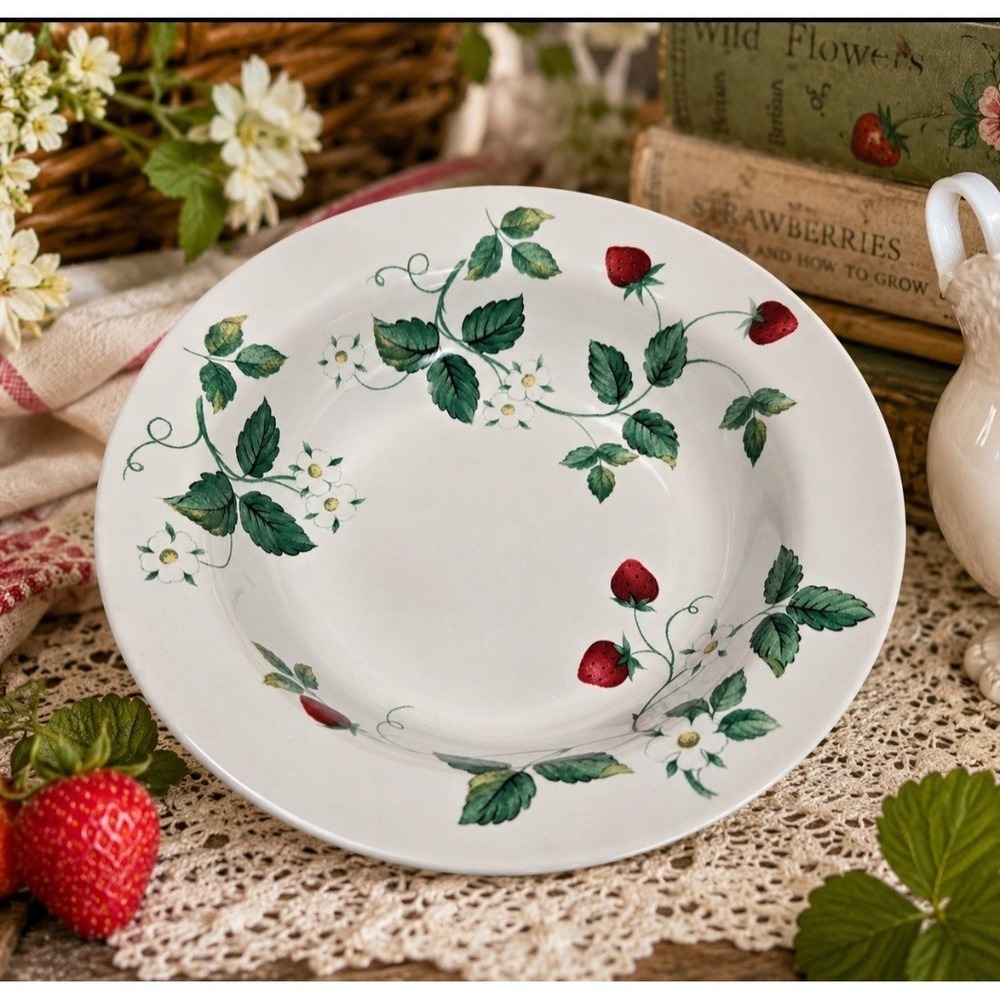 International Tableworks Strawberry Fair Stoneware Rim Cereal Bowl Set Of 2